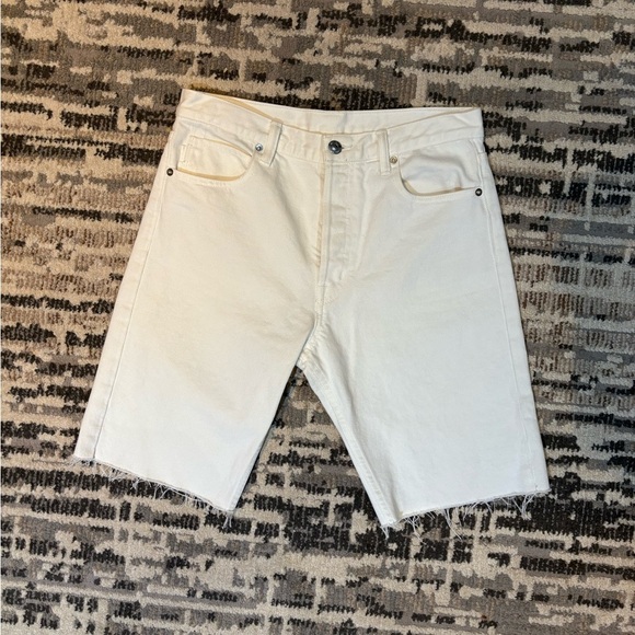 Helmut Lang Highrise Crisp White Cuff Out Shorts Cotton Size 28 / Medium - Picture 3 of 14